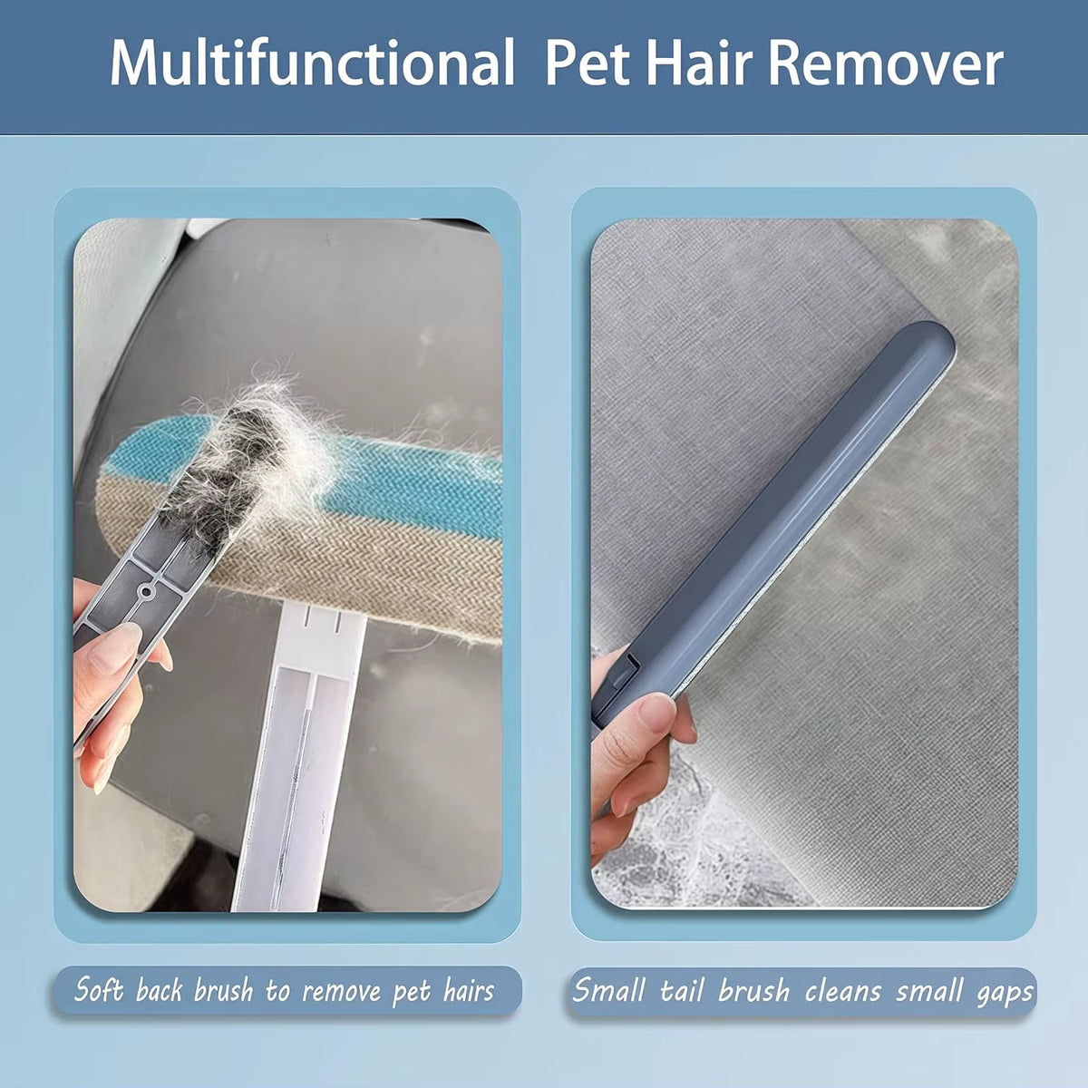 Pet Hair Remover Tool 4-In-1 Reusable Lint Brush for Dog Cat Fur Removal on Couch Carpet Clothes Bed Furniture Car Upholstery